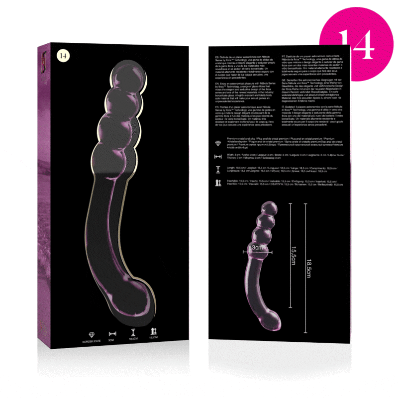 Dildo Cristal Nebula Series By Ibiza - Modelo 14  Borosilicato 18.5 X 3 Cm Rosa