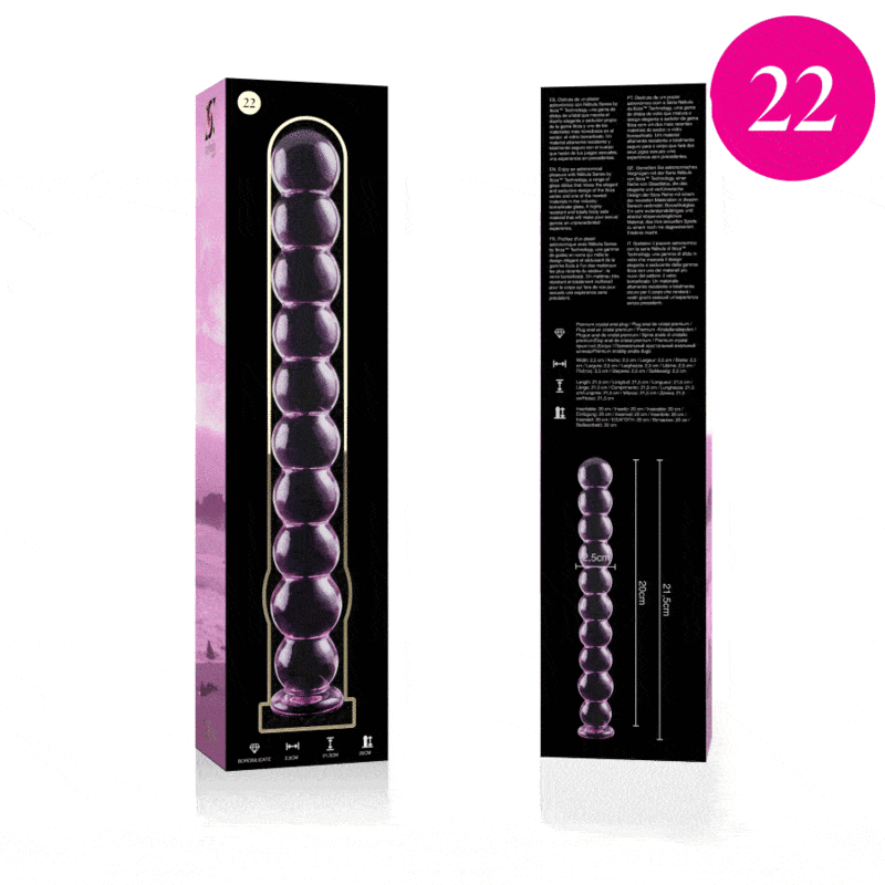Dildo  Nebula Series By Ibiza  Modelo 22 Cristal Borosilicato 21.5 X 2.5 Cm Rosa