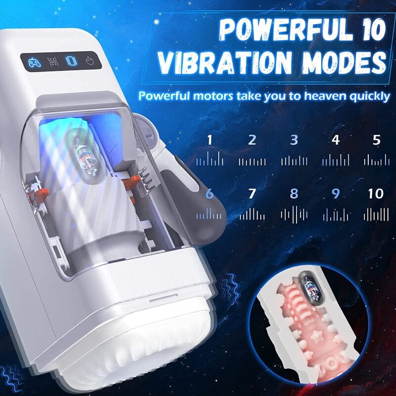 Masturbador  Game Cup  Masculino Con Vibración Y Función Calor Con Soporte Para Móviles - Negro