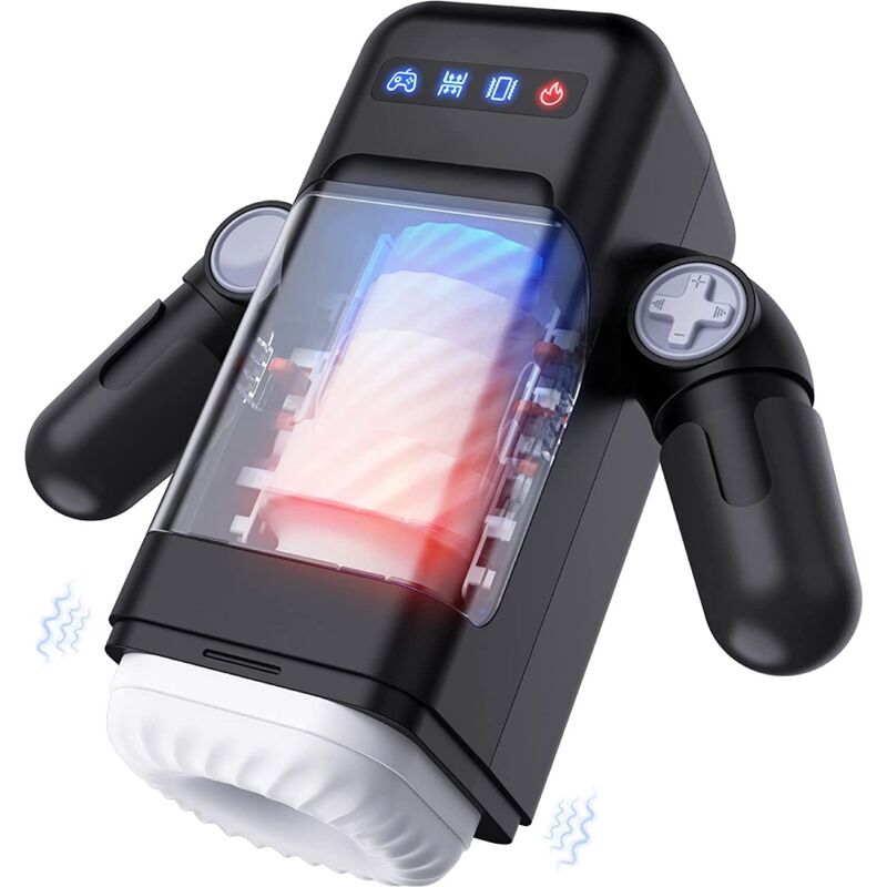 Masturbador  Game Cup  Masculino Con Vibración Y Función Calor Con Soporte Para Móviles - Negro