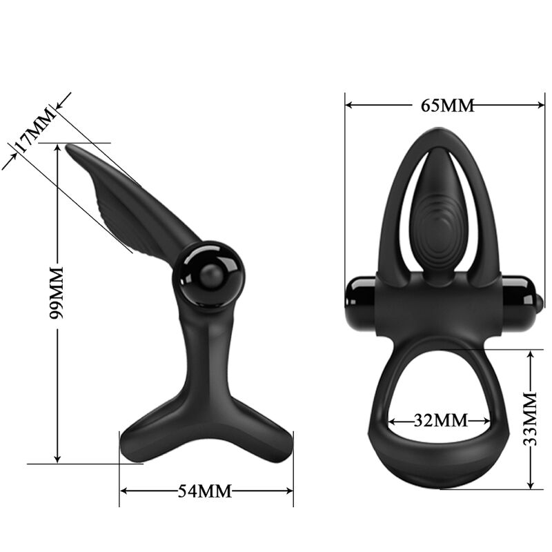 Pretty Love - Anillo Vibrador 10 Vibraciones Silicona Negro