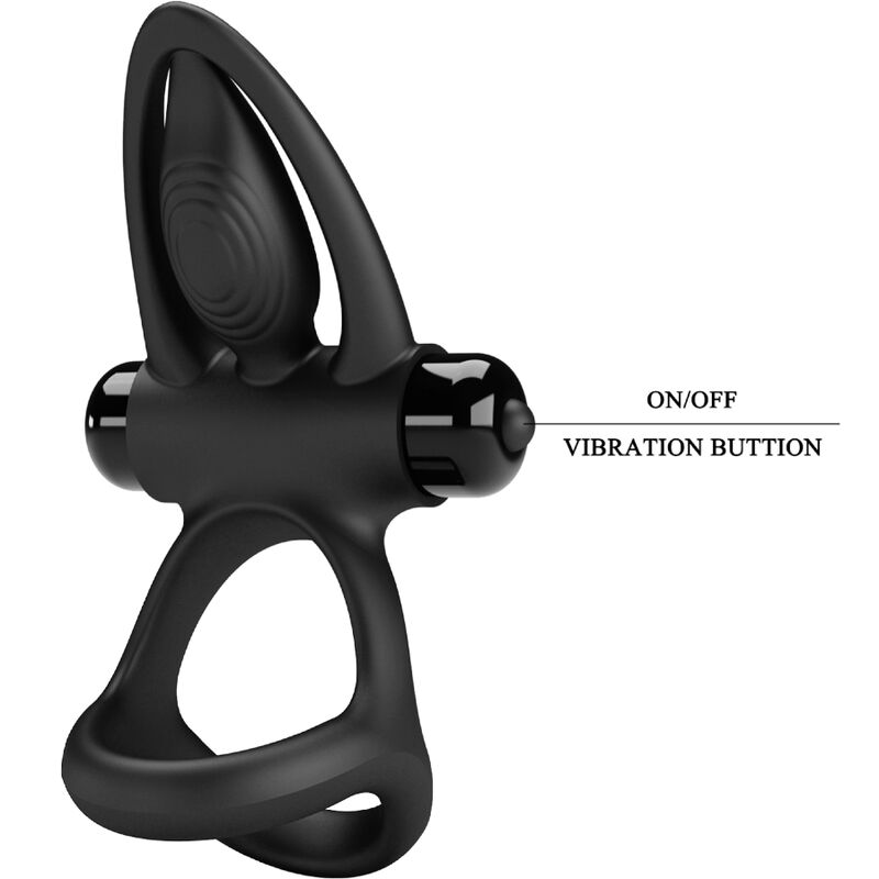 Pretty Love - Anillo Vibrador 10 Vibraciones Silicona Negro