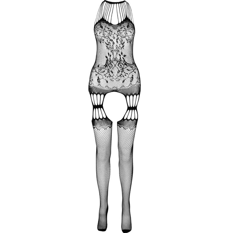 Passion - Bs095 Bodystocking Negro Talla Unica