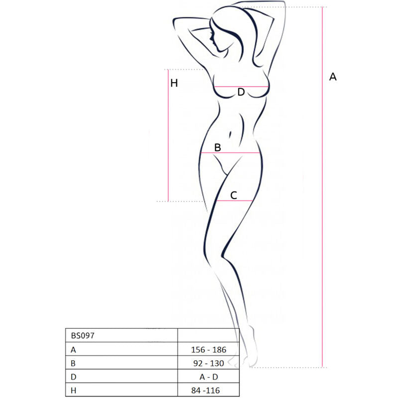 Passion - Bs097 Bodystocking Blanco Talla Unica