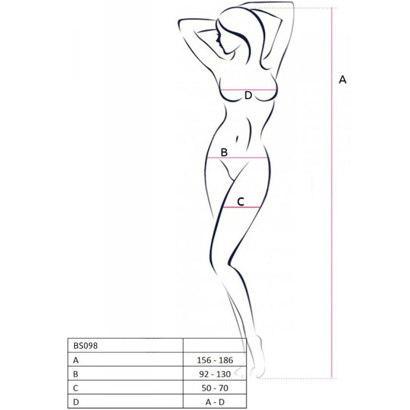 Passion - Bs098 Bodystocking Blanco Talla Unica