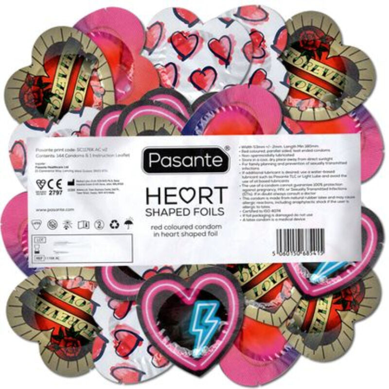 Preservativo  Pasante  Rojo Forma Corazon Bolsa 144 Unidades
