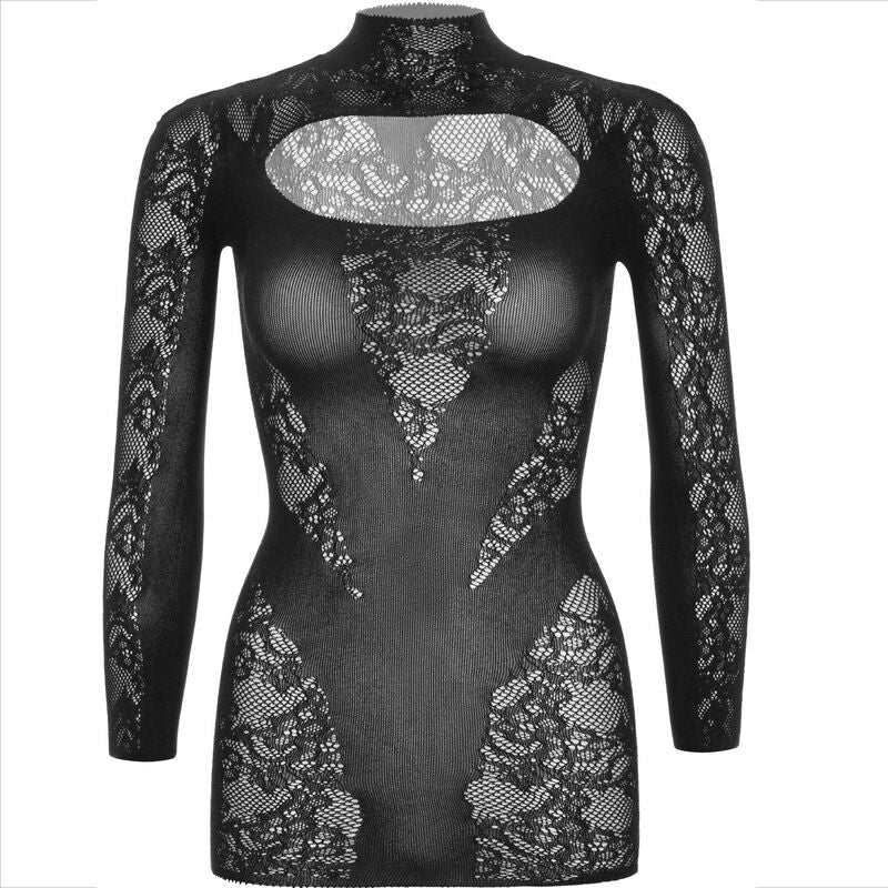 Leg Avenue - Mini Vestido De Encaje Con Manga Larga Negro