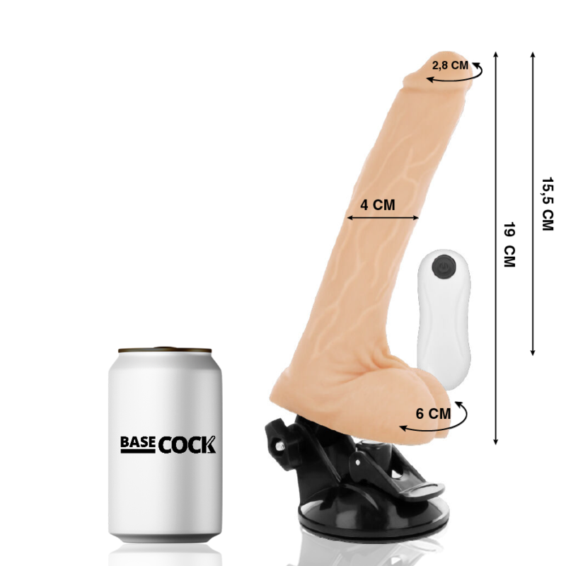 Basecock - Vibrador Realistico Control Remoto Natural 19 Cm -O- 4 Cm