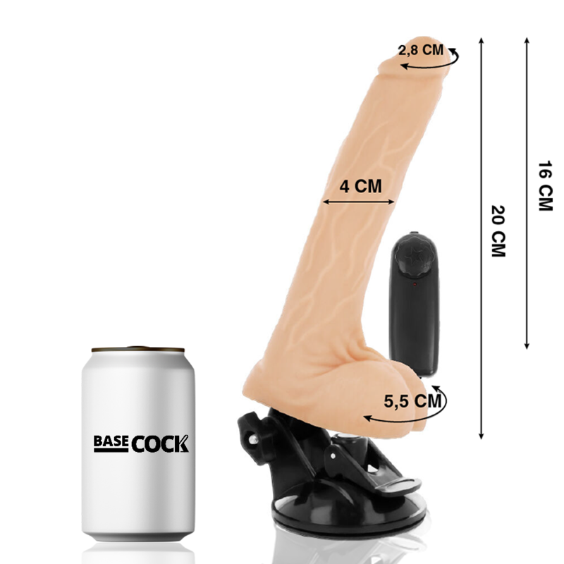 Basecock - Vibrador Realistico Control Remoto Natural Con Testiculos 20 Cm -O- 4 Cm