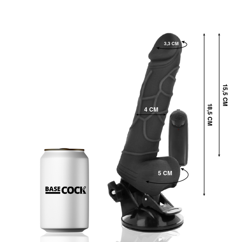 Basecock - Vibrador Realistico Control Remoto Negro 18.5 Cm -O- 4cm