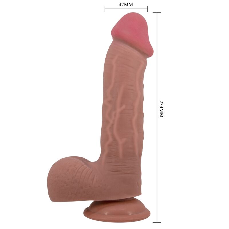 Pretty Love - Sliding Skin Series Dildo Realístico Con Ventosa Piel Deslizante Mulato 23.4 Cm