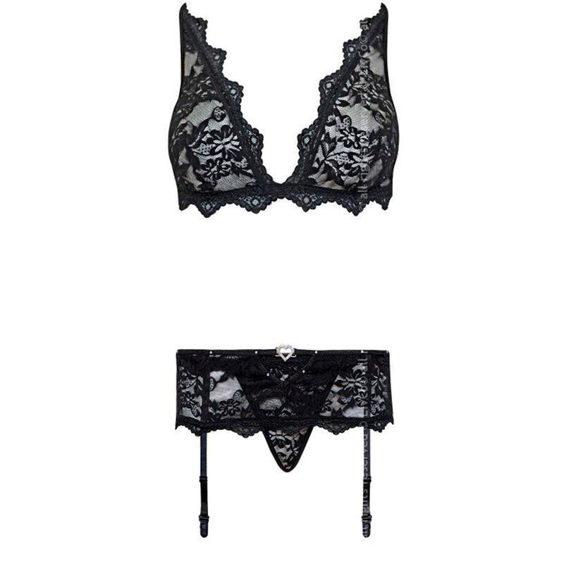 Livco Corsetti Fashion - Belita Lc 90231 Sujetador + Panty + Liguero Negro S/M