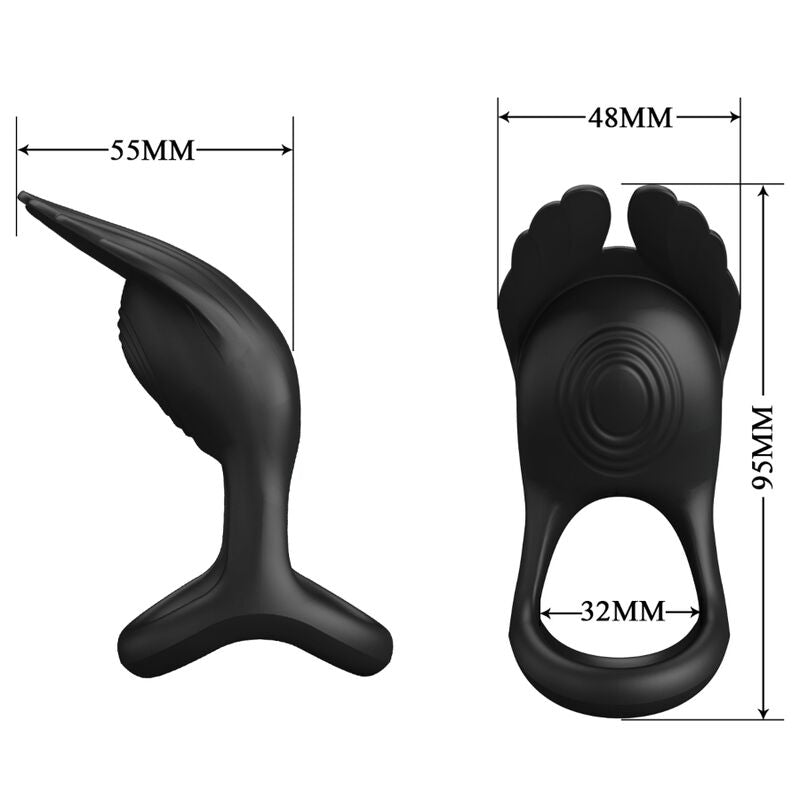 Pretty Love - Anillo Vibrador Silas 7 Vibraciones Silicona Negro