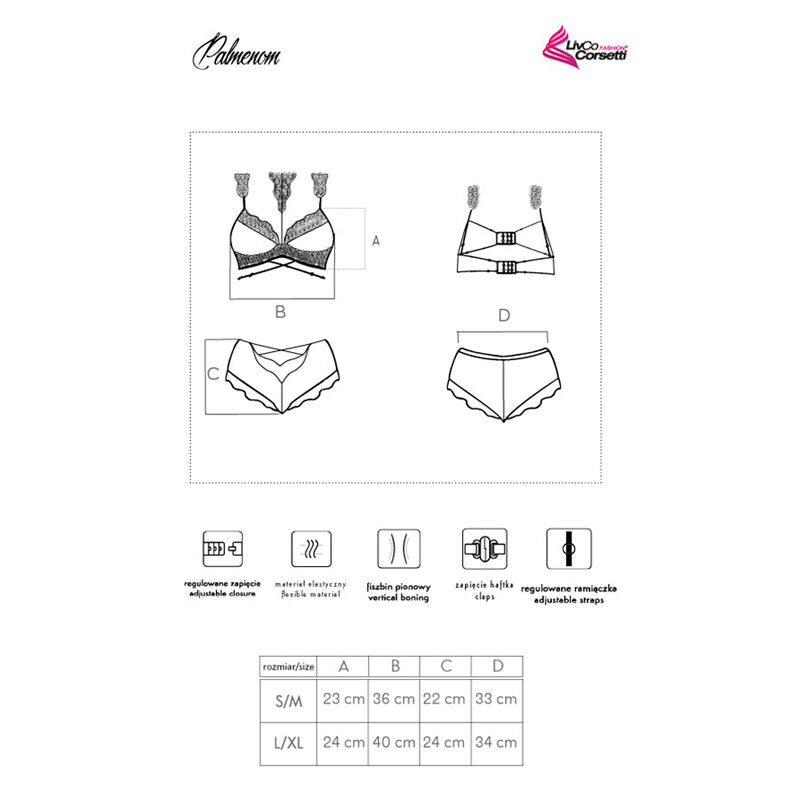 Livco Corsetti Fashion - Palmenom Lc 90614 Sujetador + Panty Negro S/M