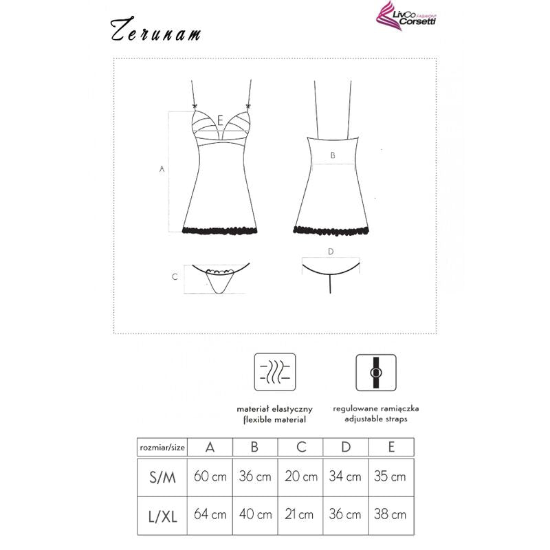 Livco Corsetti Fashion - Zerunam Set Babydoll + Tanga Negro L/Xl