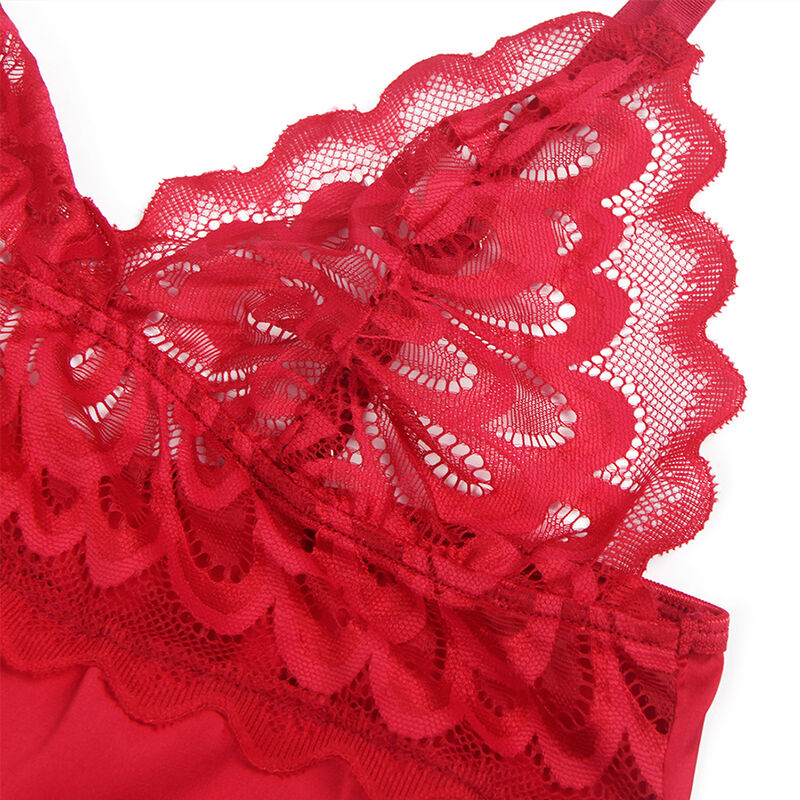 Subblime - Babydoll Satinado Con Encaje Rojo L/Xl