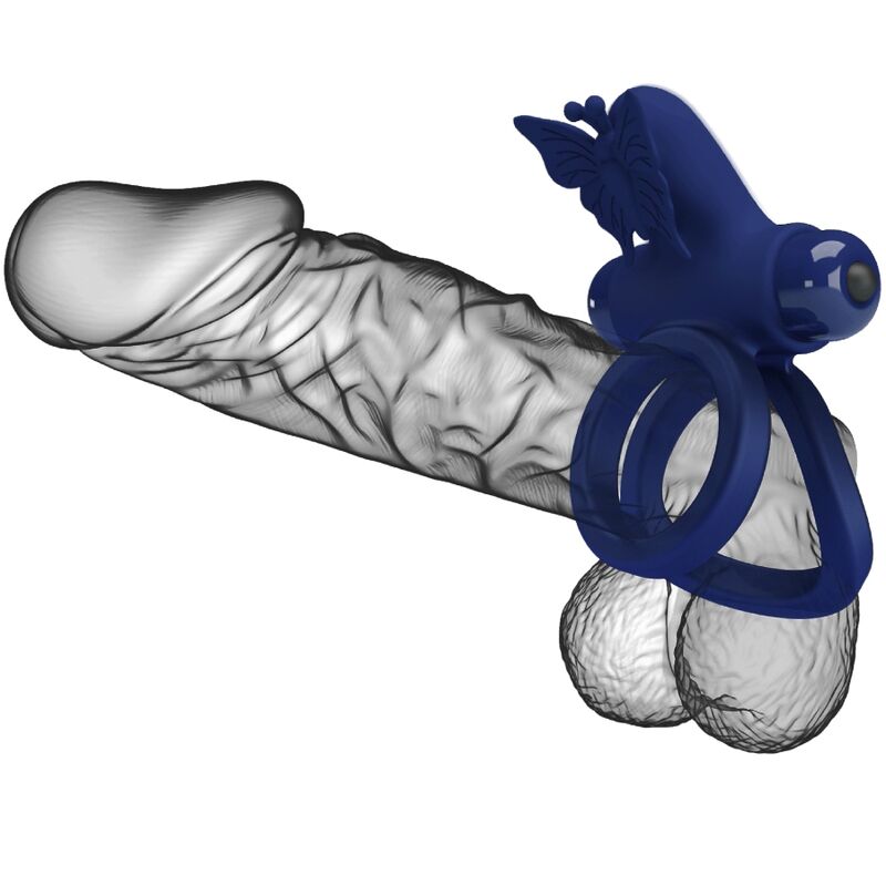 Pretty Love - Jamele Doble Anillo Con Vibración & Estimulador Mariposa Azul