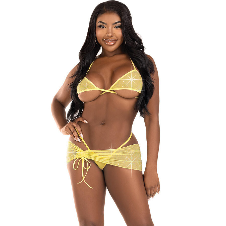 Leg Avenue - Set Tres Piezas Diamantes Amarillo M/L