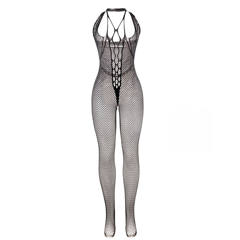 Subblime - 951788 Bodystocking Largo De Rejilla Tirantes En Pecho Y Espalda Negro Talla Única