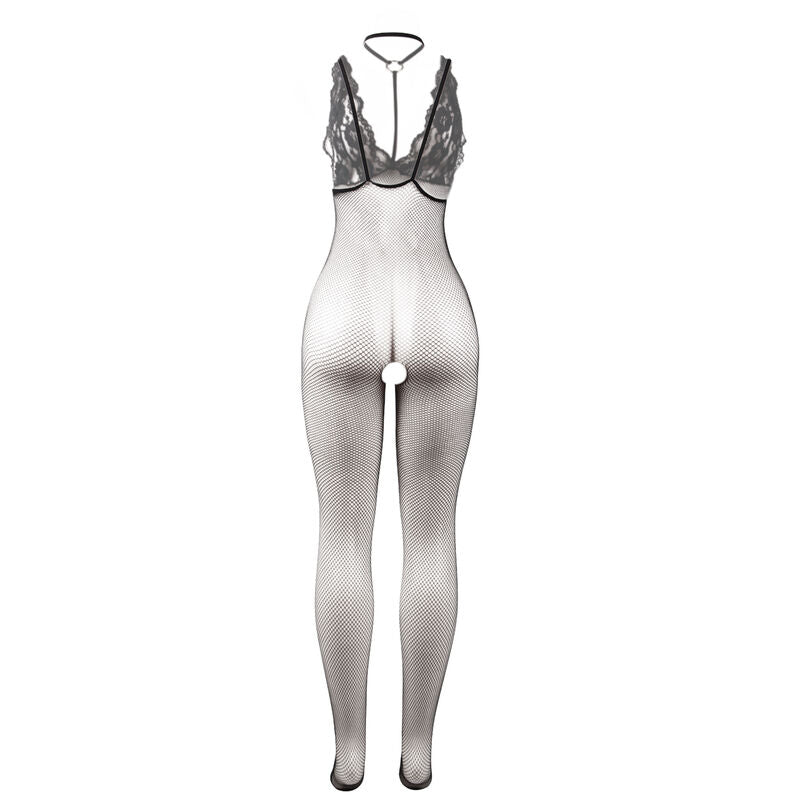 Subblime - 951993 Bodystocking Crotchless De Rejilla Transparente Negro Talla Única