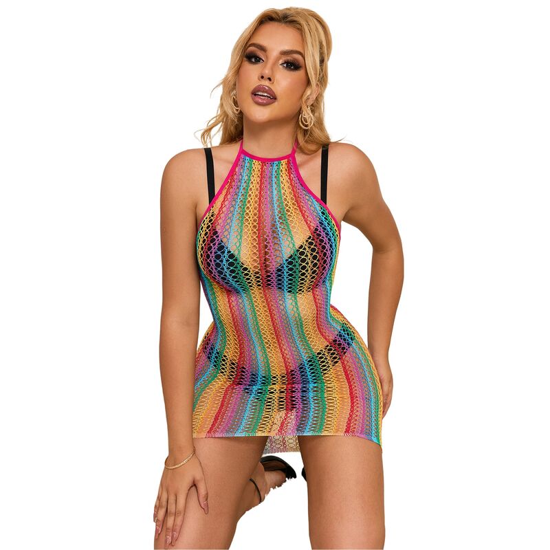 Subblime - 952341 Bodystocking De Rejilla Arcoiris Talla Única