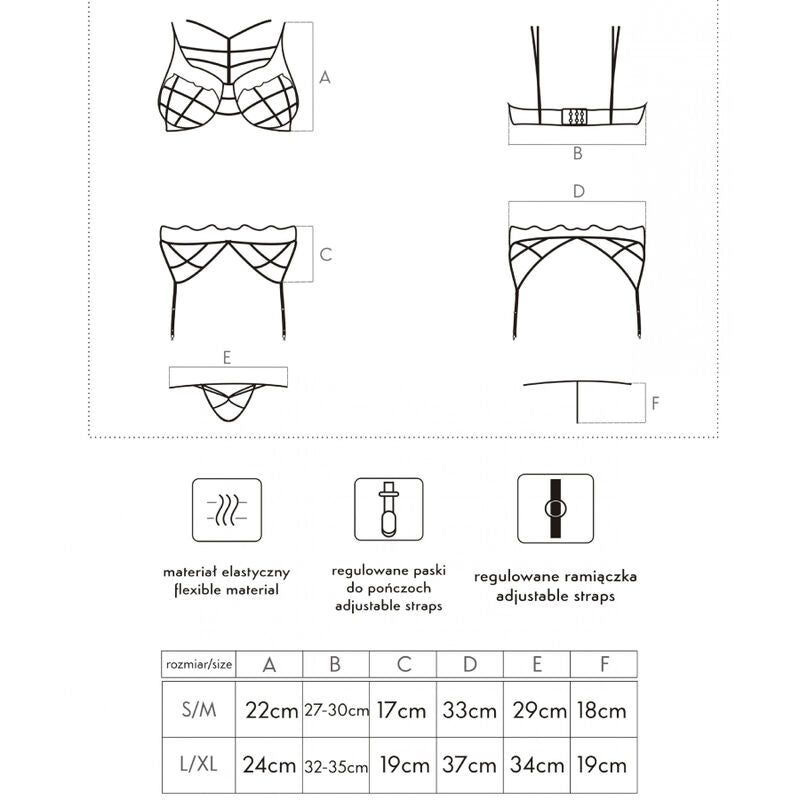 Livco Corsetti Fashion - Soledad Lc 20217 Sujetador + Panty + Liguero S/M