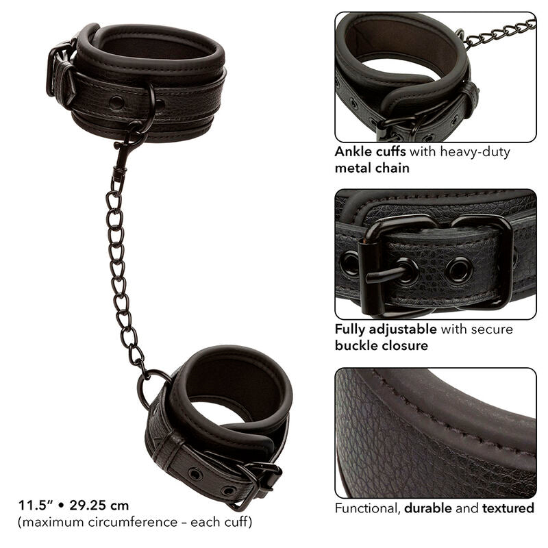 Calexotics - Nocturnal Esposas De Tobillo Cuero Ajustable Negro