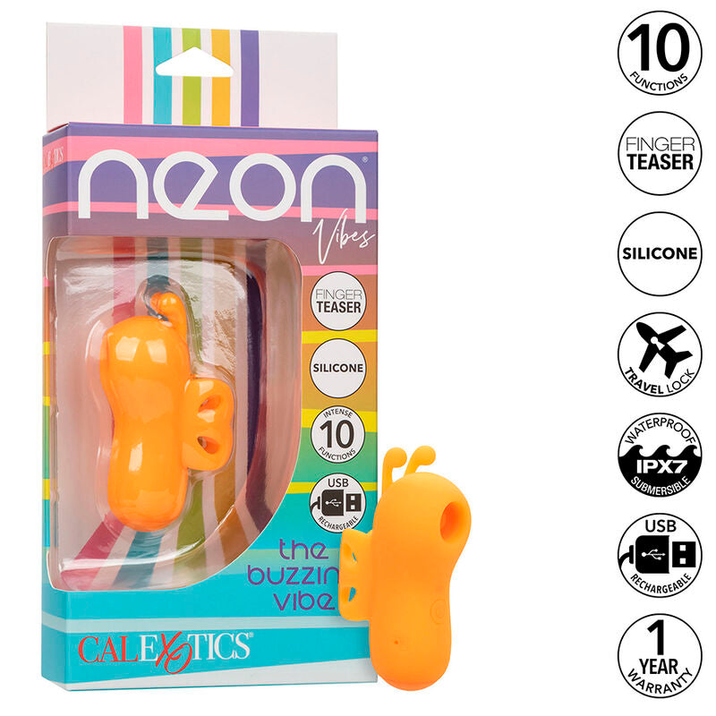 Calexotics - Neon Vibes The Buzzing Vibe Estimulador De Dedo 10 Vibraciones Naranja