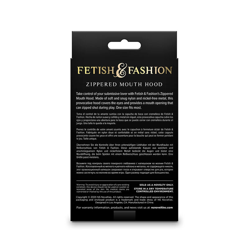 Ns Novelties - Fetish & Fashion Pasamontañas Completo Con Cremallera Nylon Negro