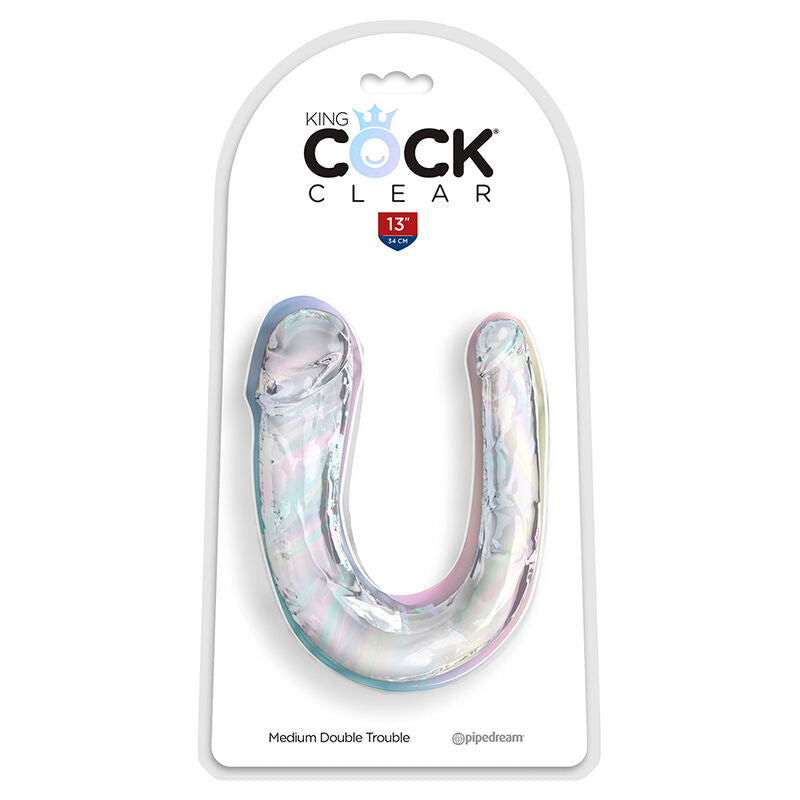 King Cock - Double Trouble Dildo Doble 33 Cm Transparente