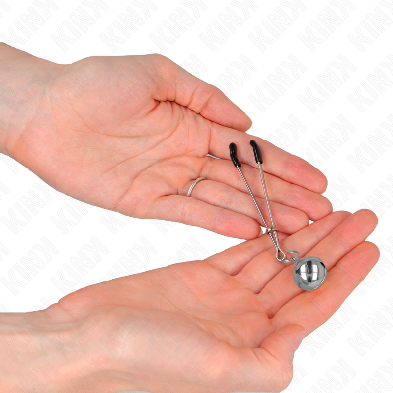 Kink - Pinzas Para Pezones Fina Con Cascabel Plateado 7 Cm