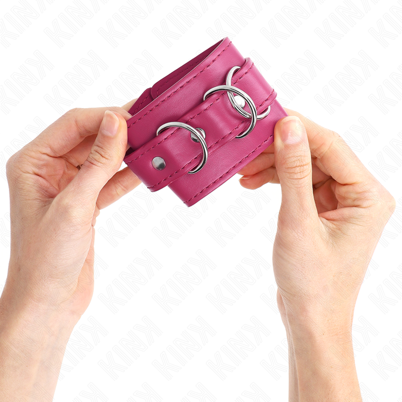 Kink - Muñequeras Con 3 Anillas En D Ajustable Rosa 17.5-25 Cm X 6 Cm