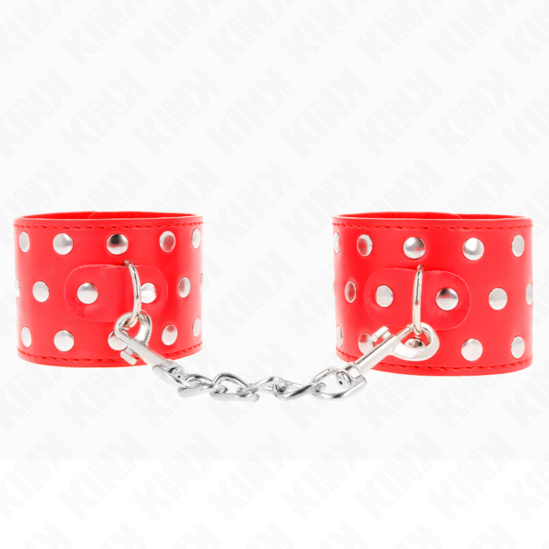 Kink - Muñequeras Con Cierre A Presión Lleno De Tachuelas Ajustable Rojo 19-24 Cm X 5.5 Cm