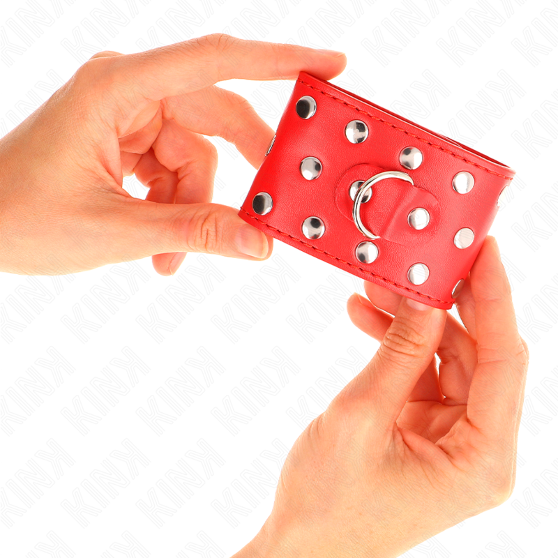 Kink - Muñequeras Con Cierre A Presión Lleno De Tachuelas Ajustable Rojo 19-24 Cm X 5.5 Cm