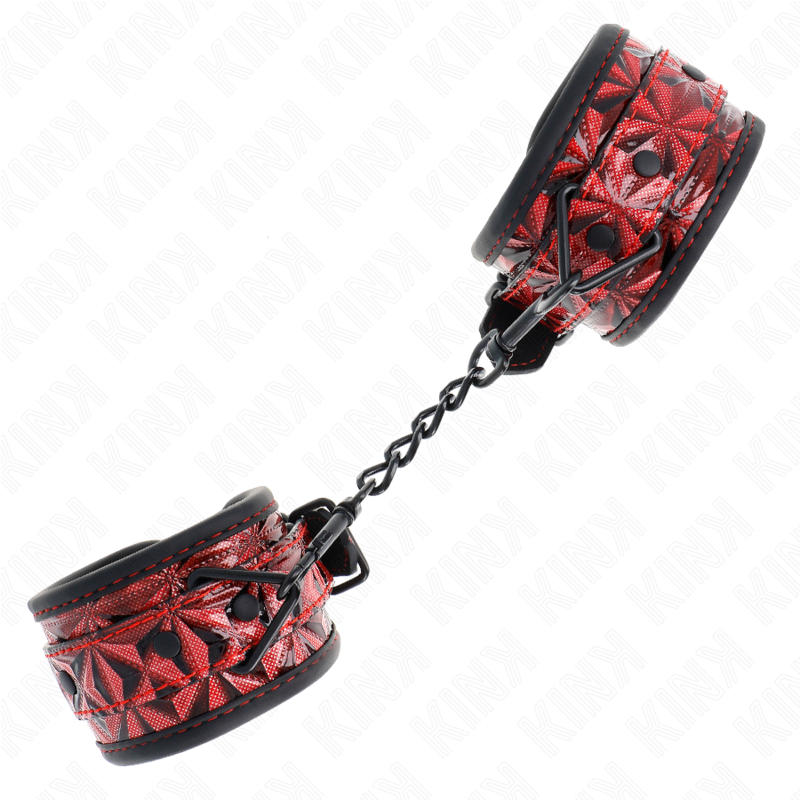 Kink - Muñequeras Con Patrón De Diamantes Rojo Oscuro Ajustable 17-26 Cm X 5.5 Cm