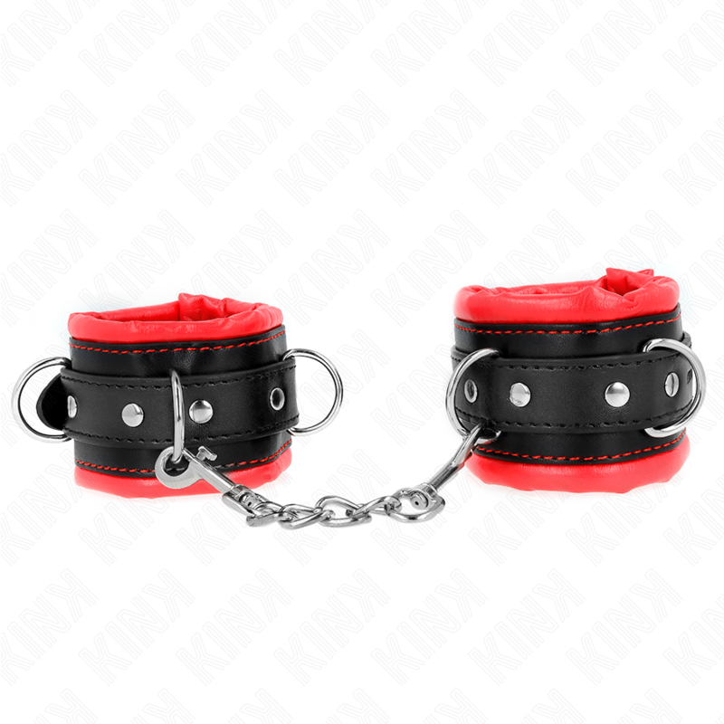 Kink - Muñequeras Estilo Heavy Forro Rojo Ajustable 20-30 Cm X 6 Cm