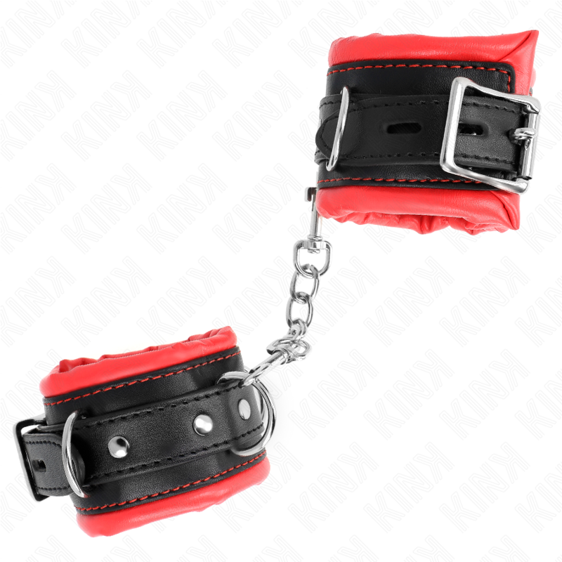 Kink - Muñequeras Estilo Heavy Forro Rojo Ajustable 20-30 Cm X 6 Cm