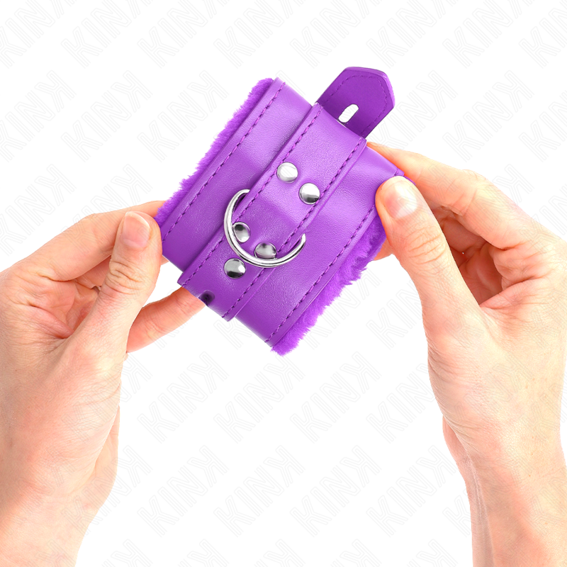 Kink - Muñequeras Forradas Con Agujeros Cuadrados Violeta Y Correa Violeta Ajustable 17-29 Cm X 6 Cm