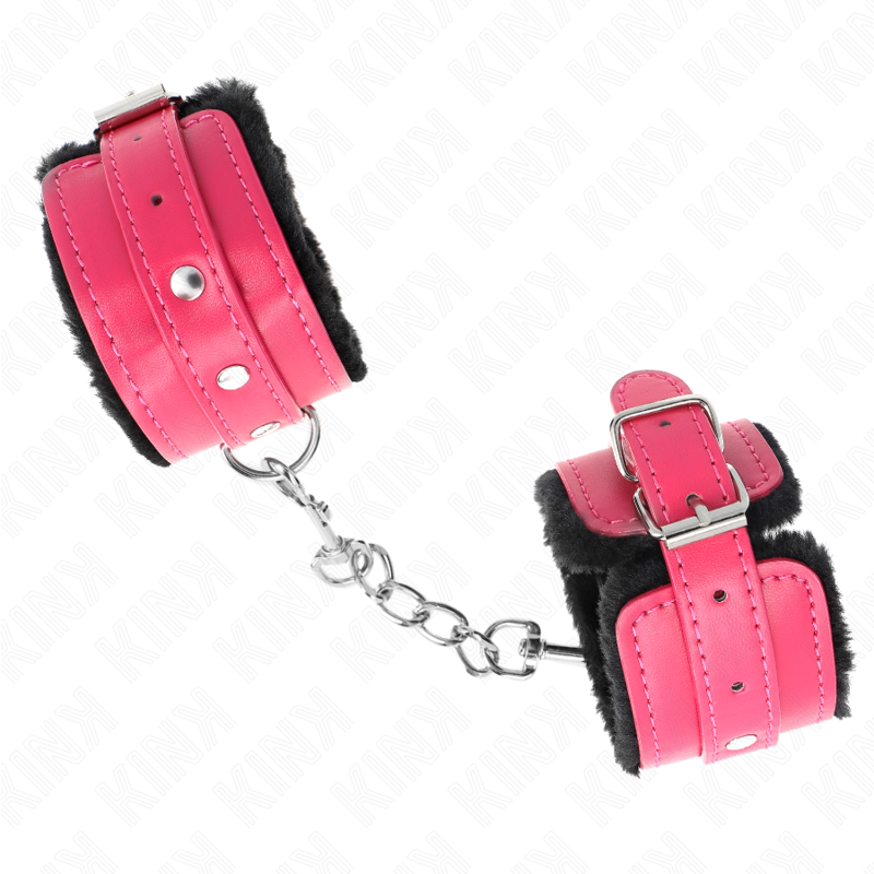 Kink - Muñequeras Forradas Premium Negro Con Correa Fucsia Ajustable 17-29 Cm X 6 Cm