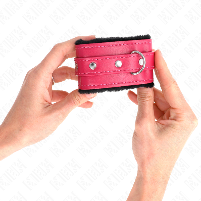 Kink - Muñequeras Forradas Premium Negro Con Correa Fucsia Ajustable 17-29 Cm X 6 Cm