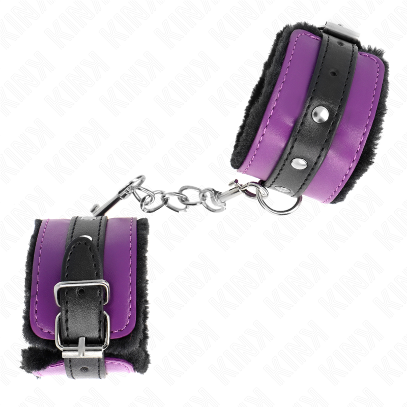 Kink - Muñequeras Forradas Premium Negro Con Correa Violeta / Negro Ajustable 17-29 Cm X 6 Cm