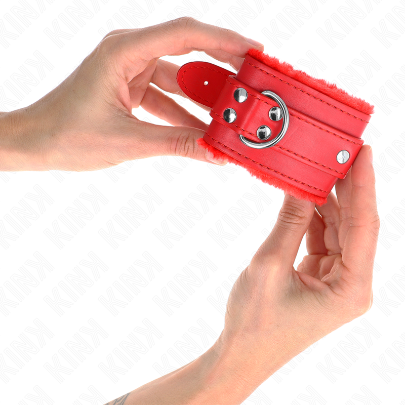 Kink - Muñequeras Forradas Rojo Con Correa Rojo Ajustable 20-29 Cm X 5.5 Cm