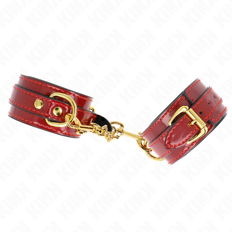 Kink - Muñequeras Joanna Angel Rojo Ajustable Con Cadena Dorado 16.5-26 Cm X 4 Cm