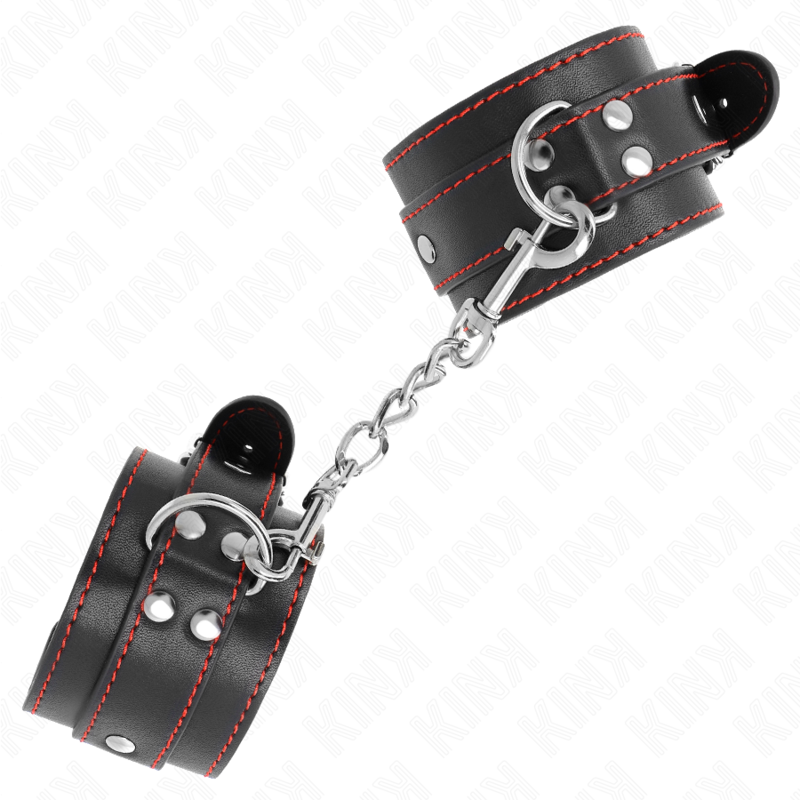 Kink - Muñequeras Negro Con Detalles En Rojo Ajustable 20-28 Cm X 5.5 Cm