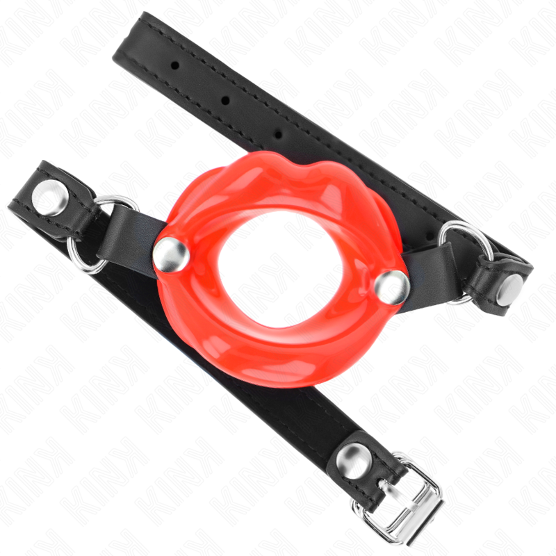 Kink - Mordaza Labial 8 Cm Con Correa De Polipiel Rojo 63 X 2 Cm Ajustable 39-58 Cm