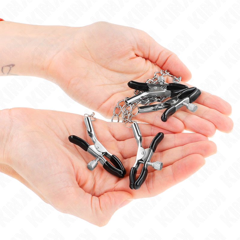 Kink - Pinzas Para Pezones Y Clítoris 4 Enganches Ajustable Plateado