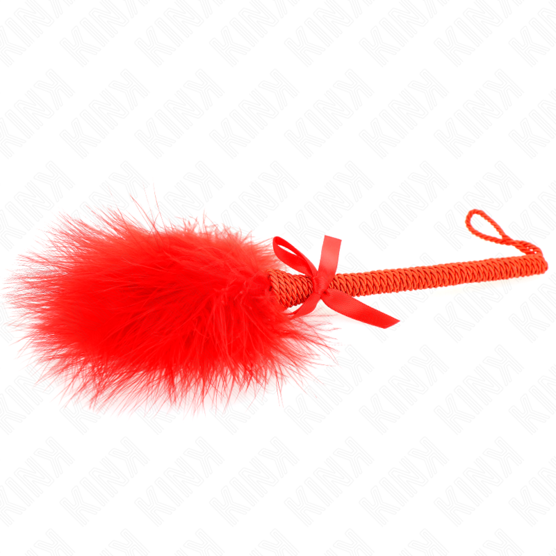 Kink - Masajeador De Cuerda De Nailon Con Plumas Para Cosquillas Y Lazo Rojo 25 Cm