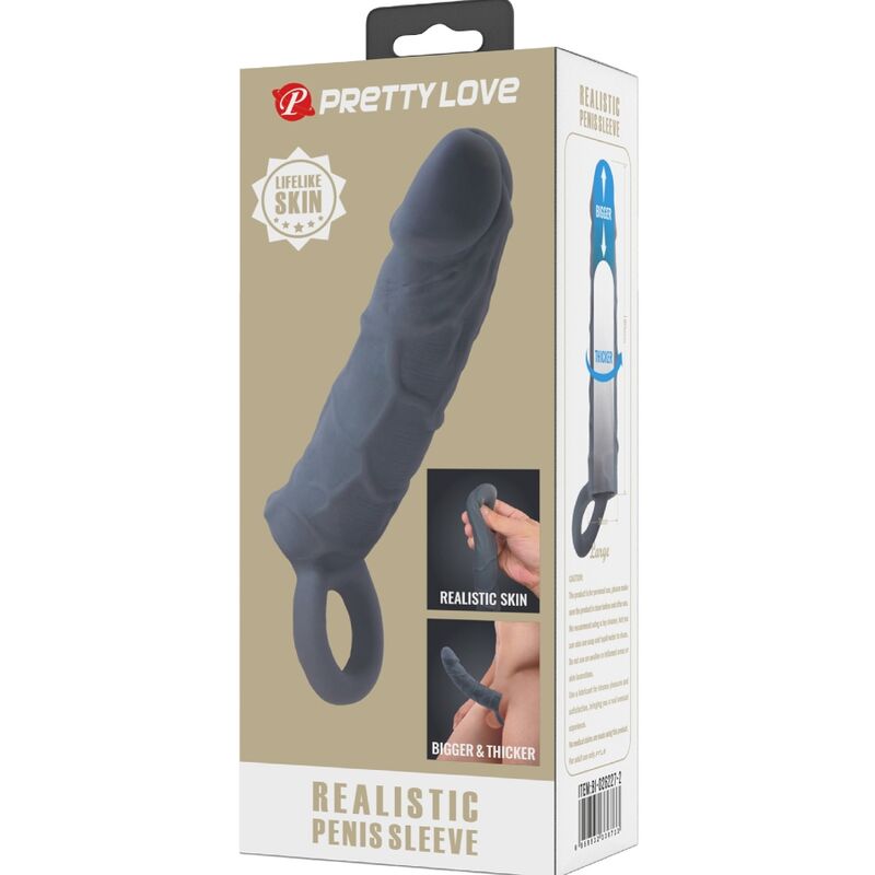 Pretty Love - Funda De Pene De Piel Realística Gris Oscuro