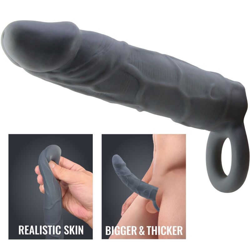 Pretty Love - Funda De Pene De Piel Realística Gris Oscuro