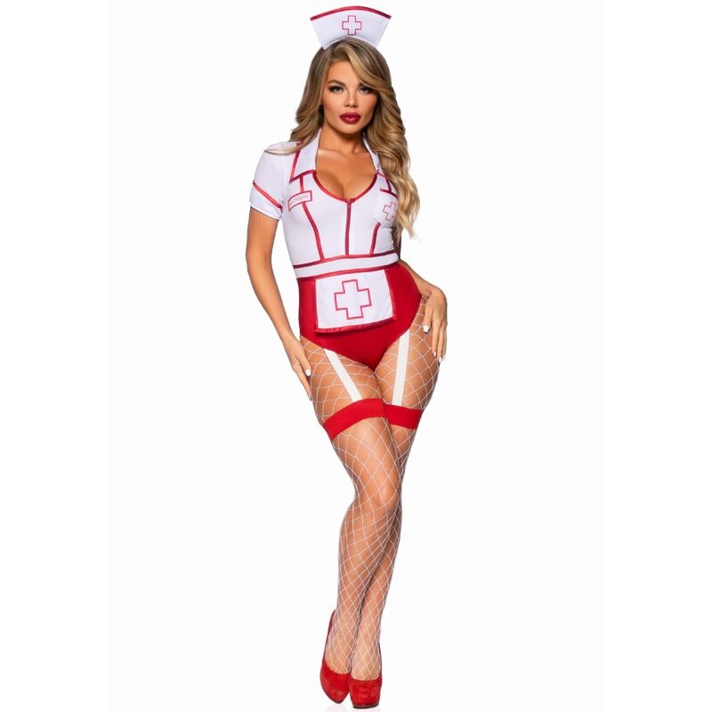 Leg Avenue - Disfraz Enfermera Sexy Rojo/Blanco M